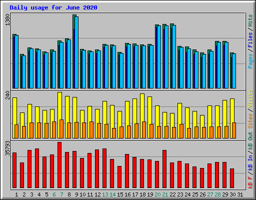 Daily usage for June 2020