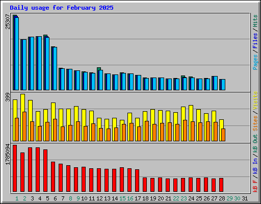 Daily usage for February 2025